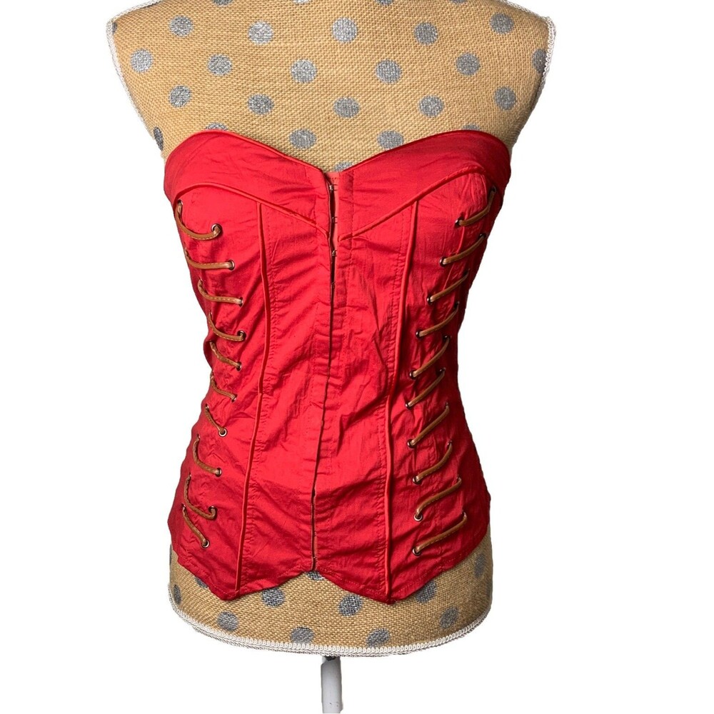 Vintage Y2K Oh Yes fairy coquette red corset top Baddie Soft Top Vamp Whimsigoth